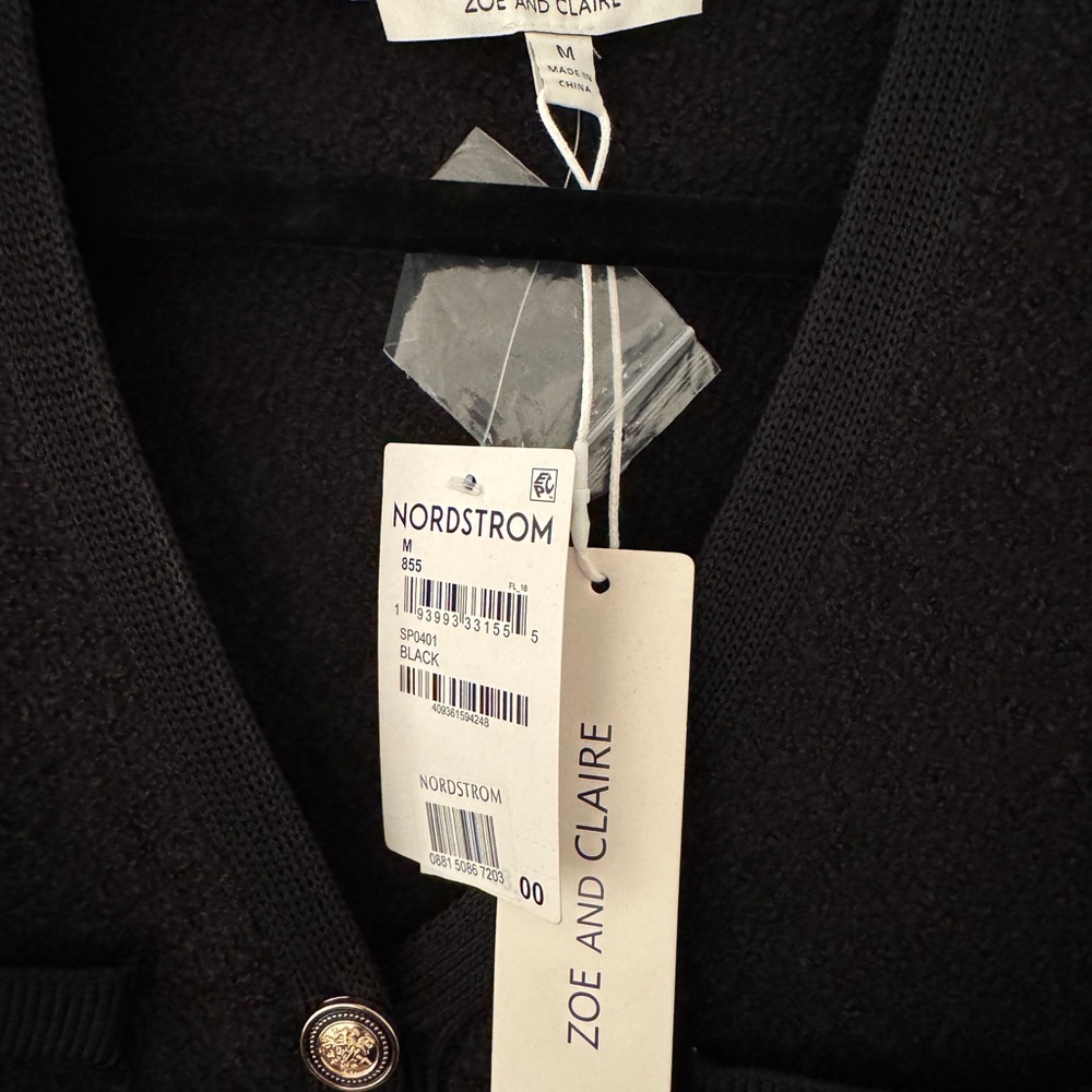 Zoe And Claire Black Midi Dress with Gold Button Accents - Size M - Picture 4 of 4